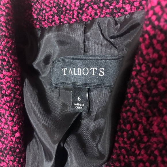 Talbots Tweed Buttoned Wool Cotton Blend Fuscia Blazer sz 6 - Picture 7 of 9